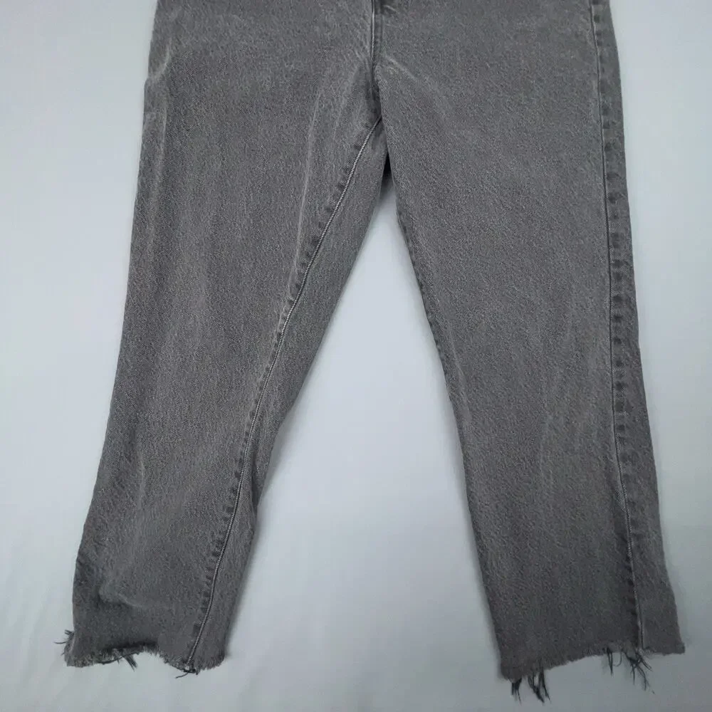 Pac Sun Jeans Womens 30 Black High Rise Straight Denim Cutoff Cropped Raw Hem - Picture 6 of 8